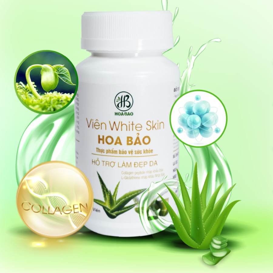 [ Trắng Da ] Viên uống trắng da White Skin bổ sung collagen,Giúp bảo vệ da, giảm lão hóa da, tăng độ ẩm cho da, sáng da