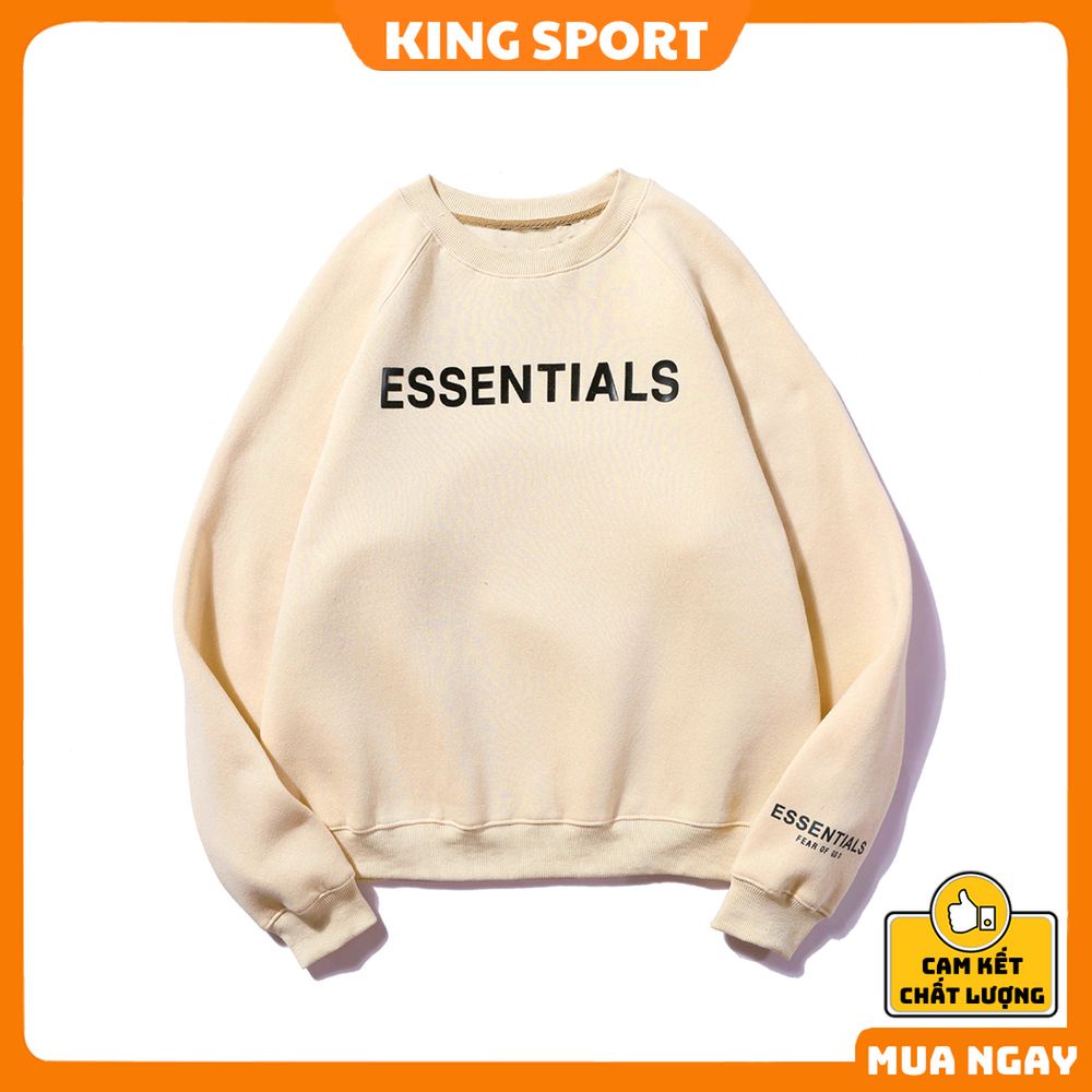 Áo nỉ essentials sweater form rộng dày dặn cao cấp tay dài KING SPORT Áo sweater trơn cổ tròn unisex dáng rộng