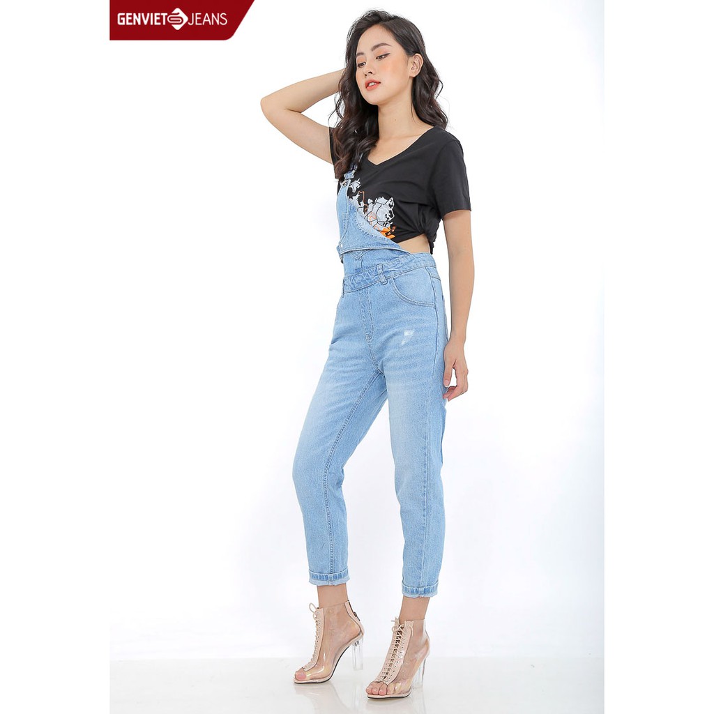 Quần yếm dài jeans nữ TY104J505 GENVIET