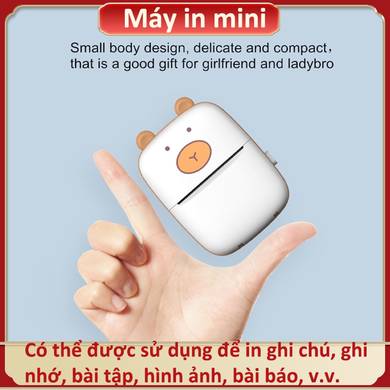 Máy In Nhiệt Không Mực Cầm Tay Mini Máy In Không Dây BT 200Dpi Với Giấy Nhiệt, Tương Thích Với Android IOS