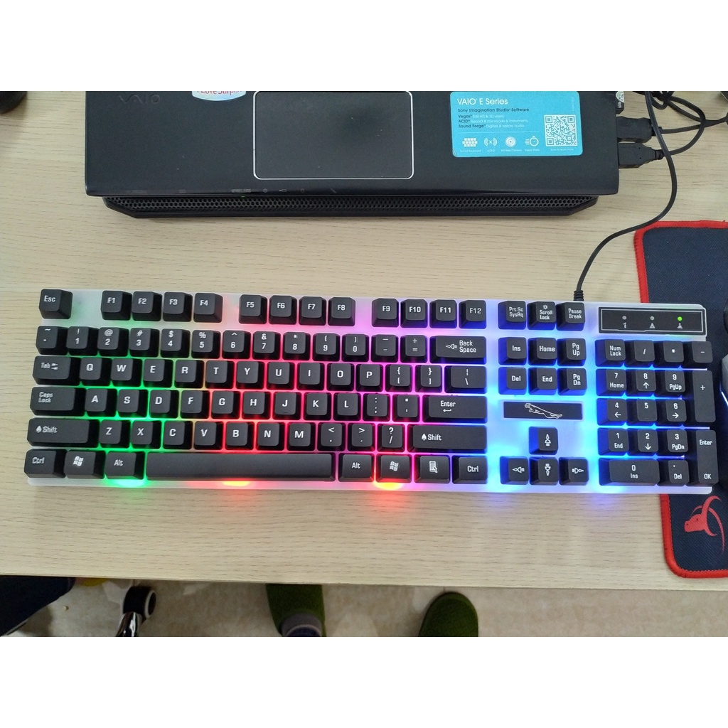 Combo Bàn phím chuột giả cơ chuyên game cao cấp g21 led 7 màu
