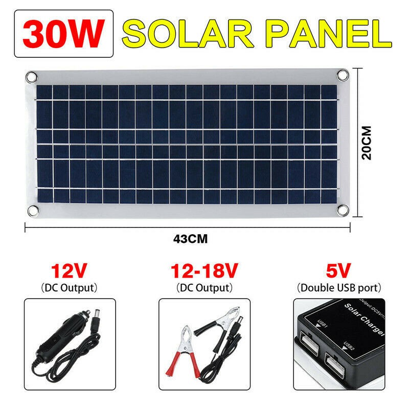 Flexible 12V 30W Dual USB Solar Panel+ 40A Solar Charger Controller | BigBuy360 - bigbuy360.vn