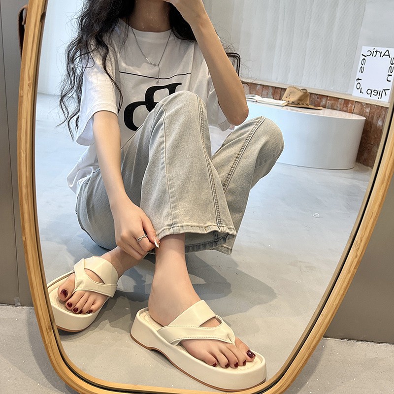 Dép quai ngang xỏ ngón đế dày mềm mại thoải mái thời trang hè cho nữ Thu Kieu Store