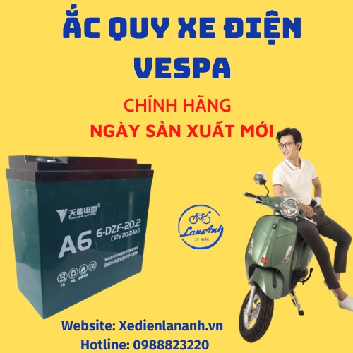 ẮC QUY XE ĐIỆN VESPA CHÍNH  HÃNG 12V-20AH TIANNENG 6-DZF-20.2