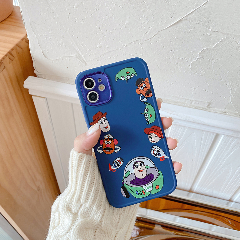 Disney Toy Story Cartoon Phone Case iPhone 11 12 Pro Max Metal Protection Camera Casing Side Pattern Soft Silicone Back Cover iPhone 7 8 Plus SE 2020 12 Mini X XS MAX XR
