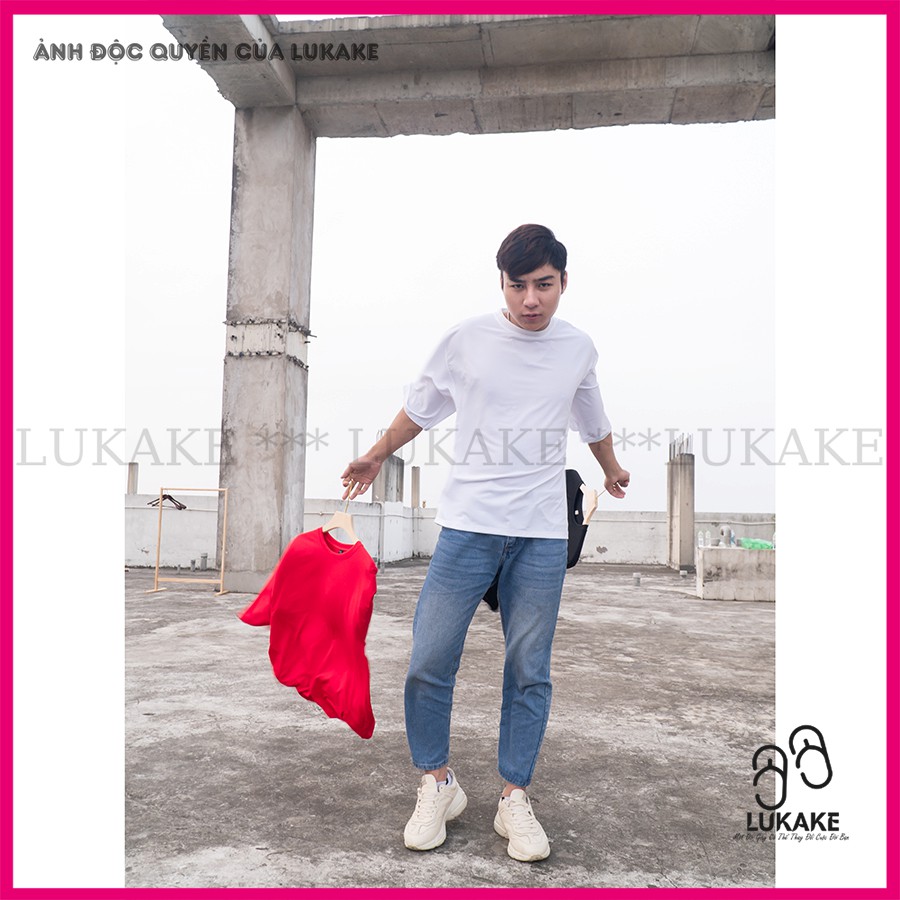 Áo Thun Trơn Tay Lỡ 100 cotton❤️FREESHIP❤️  - Áo Phông Trơn Unisex Over size from rộng LUKAKE