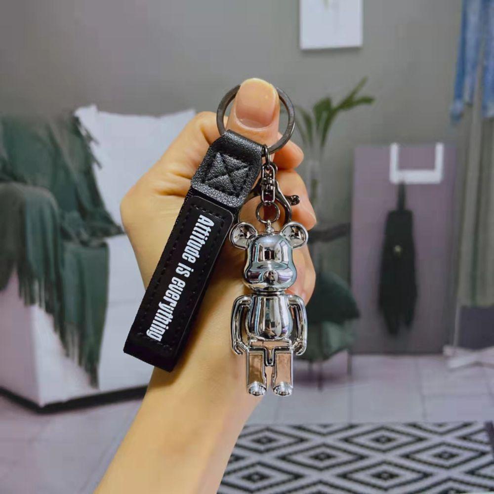 Móc Chìa Khóa / Dây Đeo Túi Xách Hình Chú Gấu Bằng Acrylic Phối Da Thời Trang