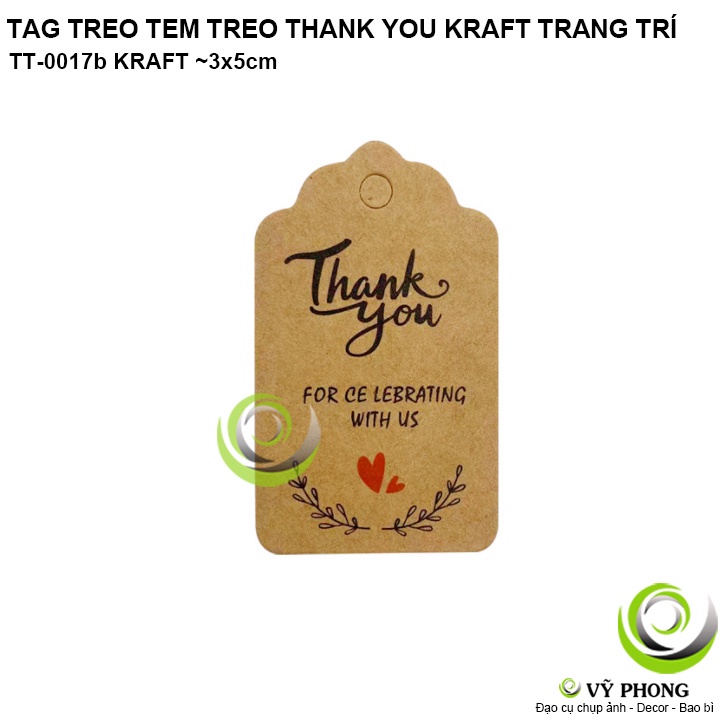 SET 50 NHÃN TEM TREO TAG TREO IN CHỮ THANK YOU GIẤY KRAFT / TRẮNG TRANG TRÍ ĐÓNG GÓI HỘP QUÀ HỘP ĐỰNG BÁNH KẸO TT-0017