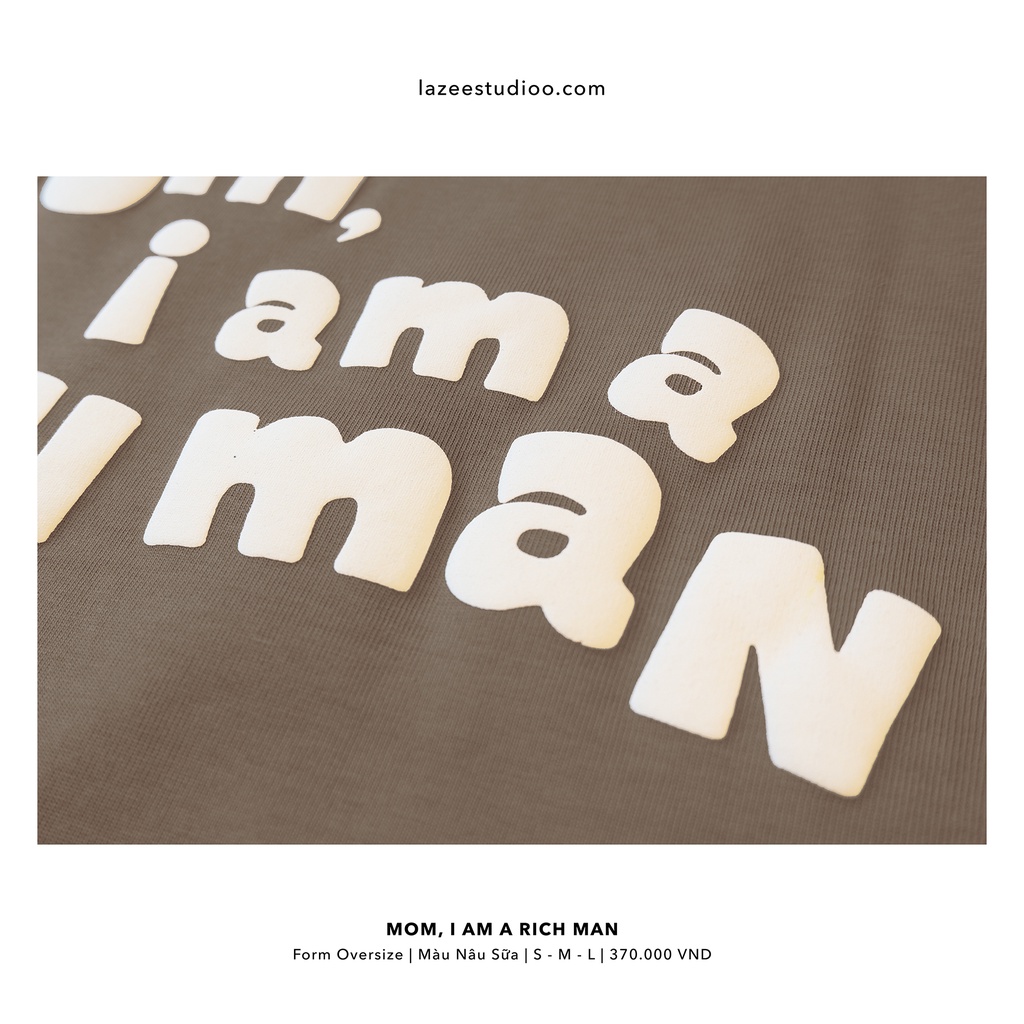 Áo thun - RICH MAN | LAZEE STUDIOO | Nâu Sữa - Nâu Socola - Xanh Lá - Đen | Form Oversize