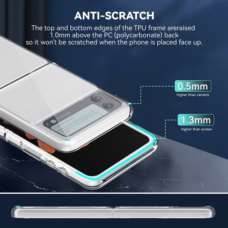 Ốp Điện Thoại TPU + PC Mềm Trong Suốt Siêu Mỏng Chống Sốc Cho Samsung Galaxy Z Flip 3