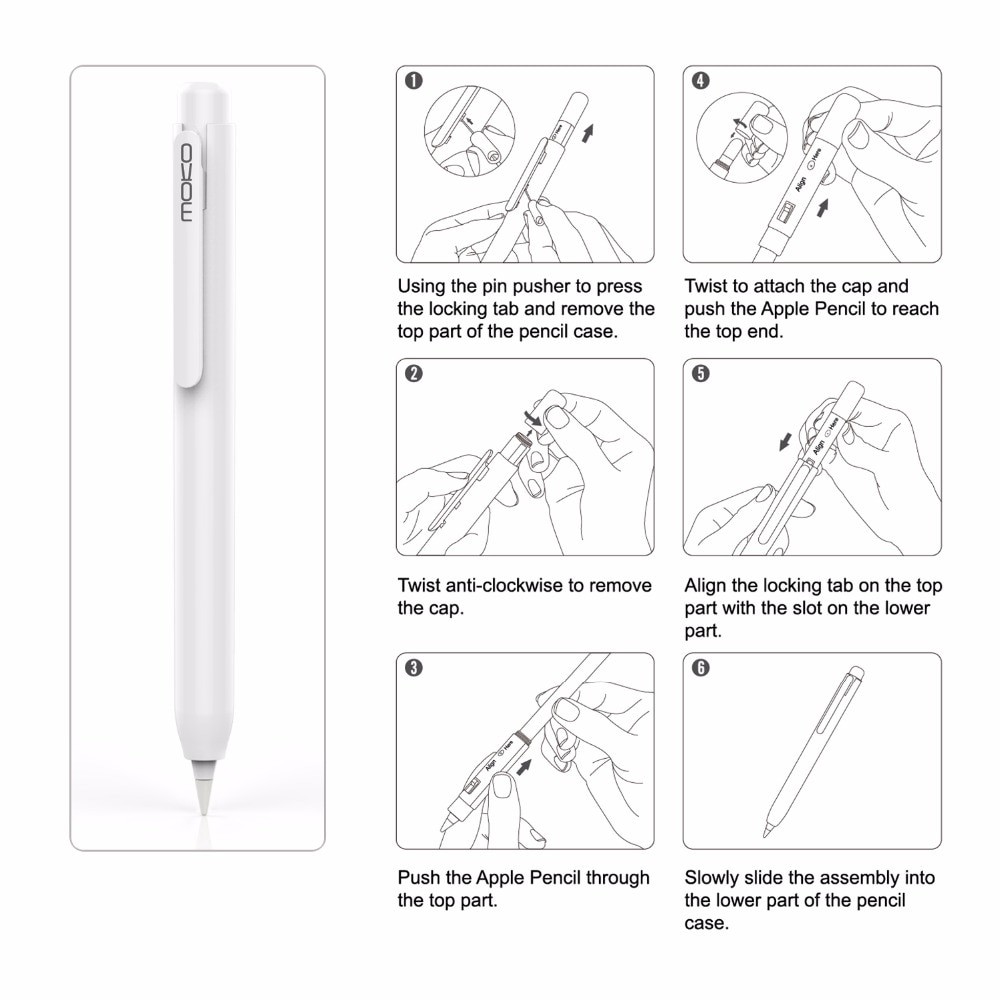 Vỏ Bảo Vệ Bút Cảm Ứng Apple Pencil 1st/2nd Có Kẹp Khóa Có Thể Thu Gọn