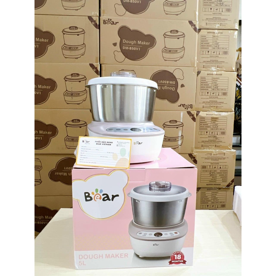 Máy nhào bột tự động Bear 5L DM-B50V1 - nồi đánh trộn bột đa năng công suất 200W
