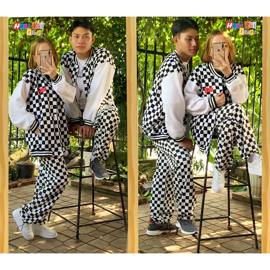 Áo Khoác Bomber Caro Satarday Funuyk Ulzzang Unisex Dáng Rộng Nam Nữ - MM
