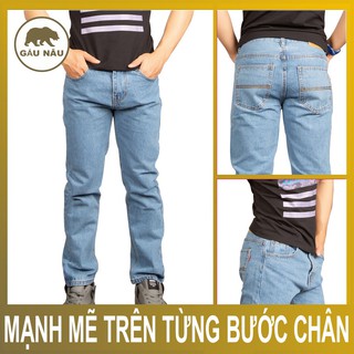Quần jean nam ống suông đẹp chất lượng GN62 Gấu Nâu