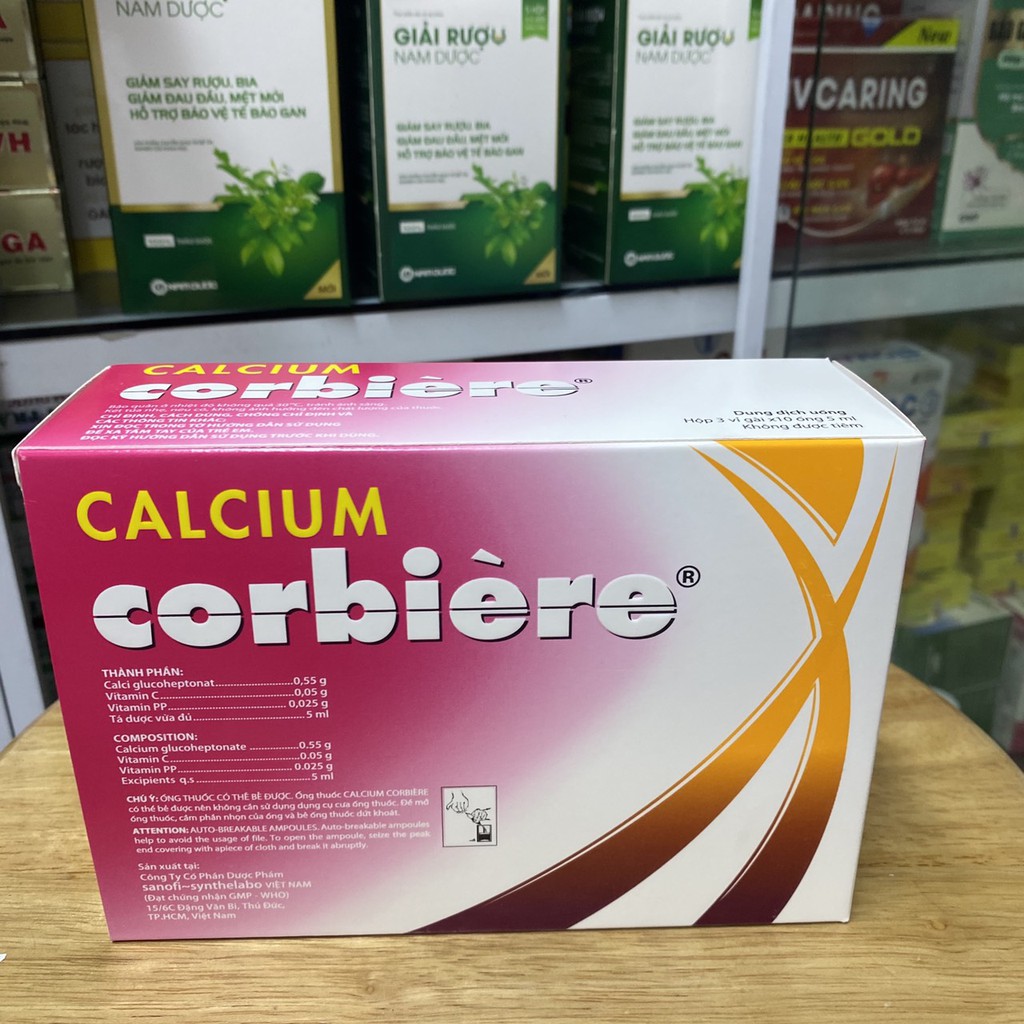 Canxi Calcium Corbiere 5ml (Hộp 30 ống/5ml)