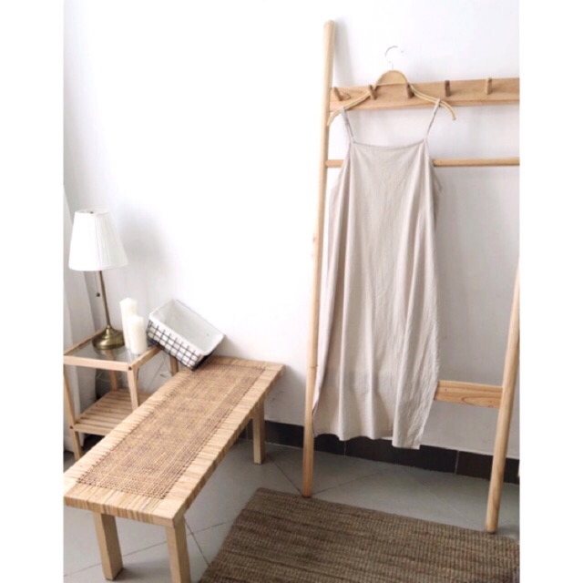 Váy hai dây vải linen