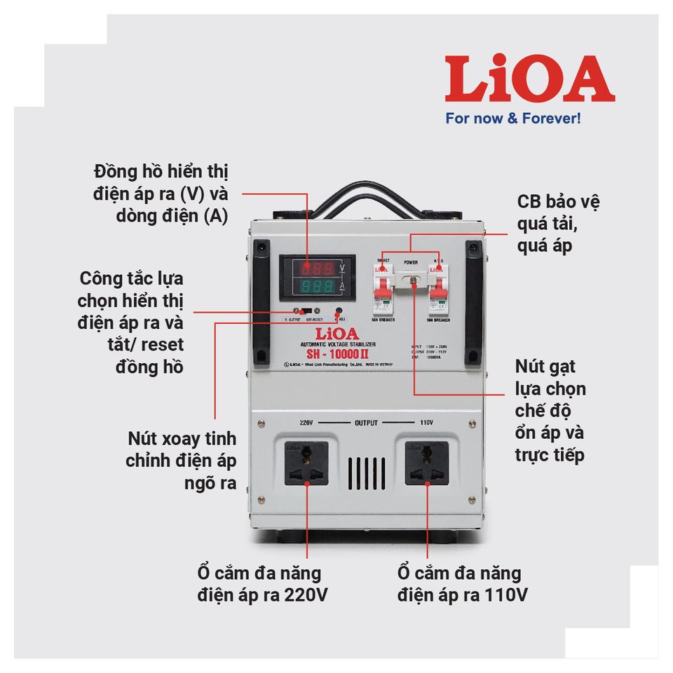 [MIỄN SHIP] Ổn Áp LiOA 10KVA Dải 90V DRI-10000II - LiOA Nhật Linh 10KW 1 Pha 10000VA 10000W 10Kg
