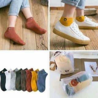 Combo 10 đôi tất gấu nữ cổ ngắn kèm túi rút tiện dụng