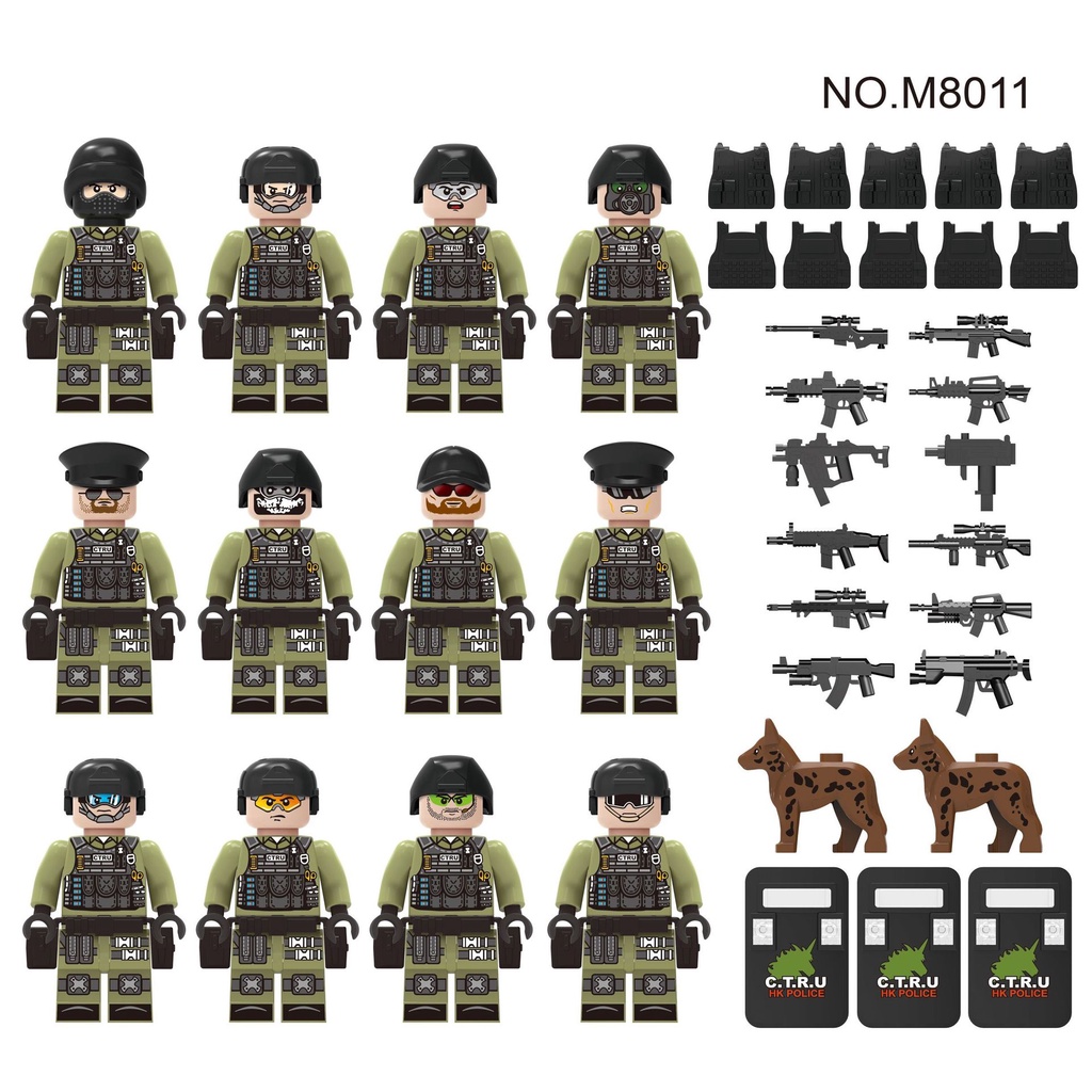 Bộ Đồ Chơi Lắp Ráp Mô Hình Cảnh Sát Thành Phố Hồng Kông Minifiguresm8011