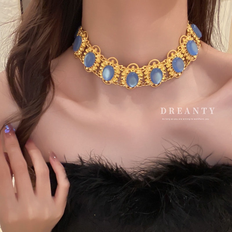 Dây Chuyền Mặt Oval Phong Cách Trung Cổ Âu Mỹ Độc Đáo Kiểu Dáng Mới Cho Nữ