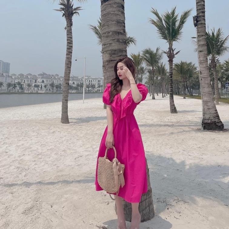 [ 𝐅𝐑𝐄𝐄 𝐒𝐇𝐈𝐏 ] VÁY MAXI BÁNH BÈO CỔ TIM HỞ LƯNG DÁNG DÀNG ĐẦM XÒE ĐI BIỂN Ạ