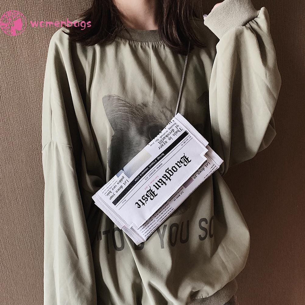 Túi mini đeo chéo thiết kế họa tiết hình tờ báo thời trang cho nữ giới | BigBuy360 - bigbuy360.vn