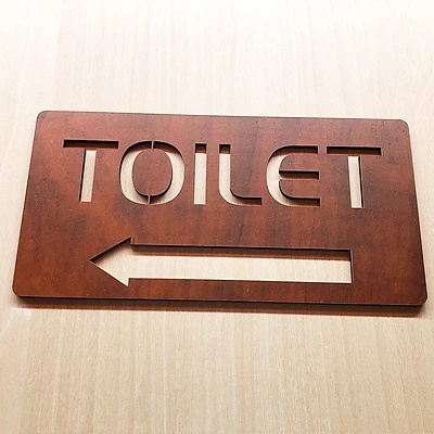 Tranh gỗ treo tường_Bảng gỗ chỉ hướng Toilet, Phòng vệ sinh, WC...Nhiều kích thước