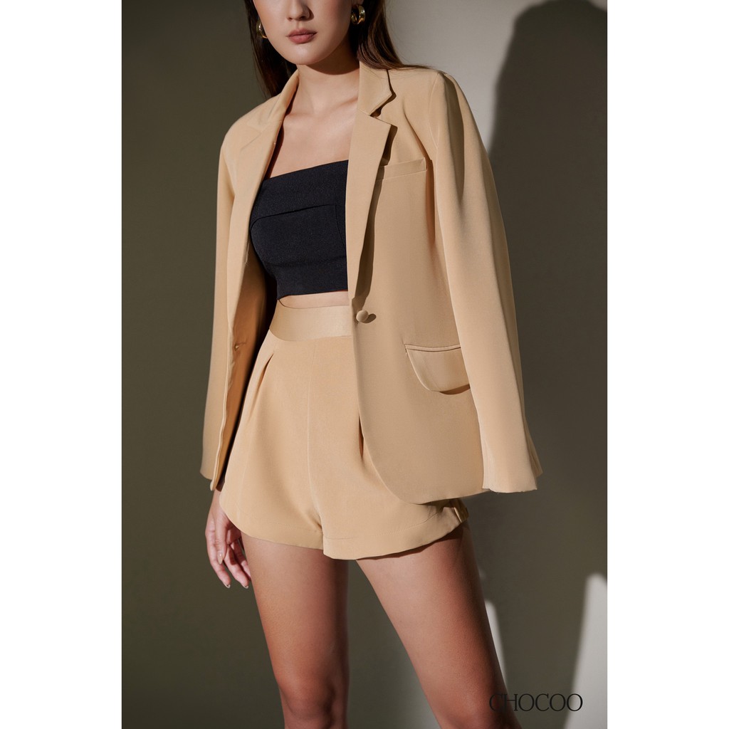 CHOCOO - Set Áo Blazer/ Quần Short Thời Trang Cao Cấp Hai Màu Đen Nude - ROWAN BLAZER &amp; RONNIE SHORT