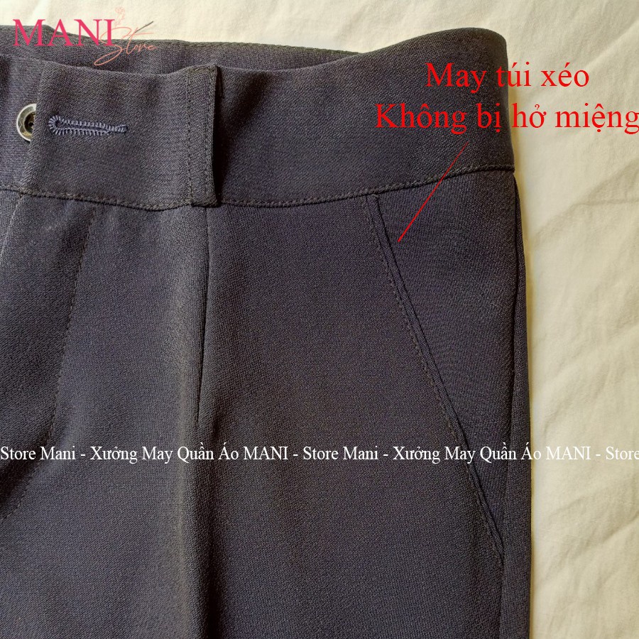 Quần tây baggy nữ cạp cao ống suông dáng đứng màu xanh đen vải mưa dày dặn mặc đi học sinh cấp 2 3 làm công sở