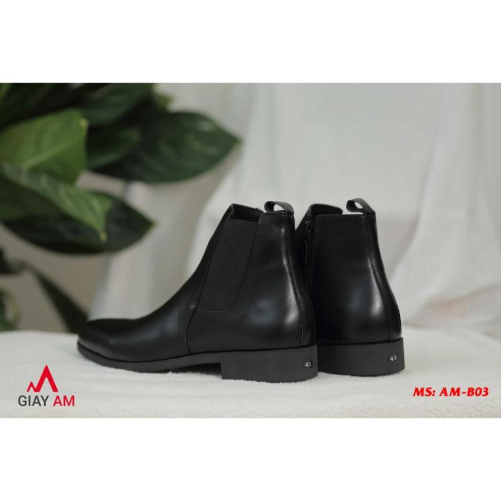 𝐑ẻ Xả Mới - [Giày Chelsea boot da bò thật] - Giày cao cổ nam giúp tăng chiều cao gần 5cm AL6 " ' ; ༔ , '