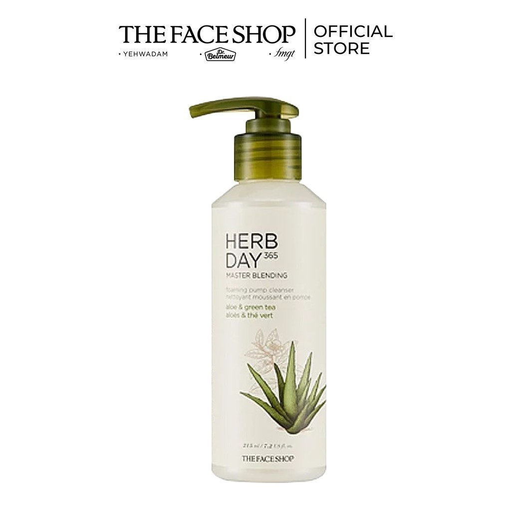 [Mã COSTFS40 -8% đơn 250K] Sữa Rửa Mặt TheFaceShop Herb Day 365 Master Blending Liquid Foam Aloe & Green Tea 215ml