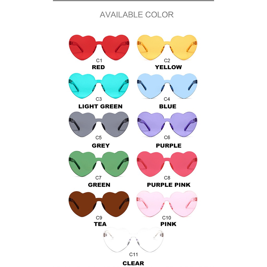 Kính mát hình trái tim thiết kế thời trang dành cho nam nữ
