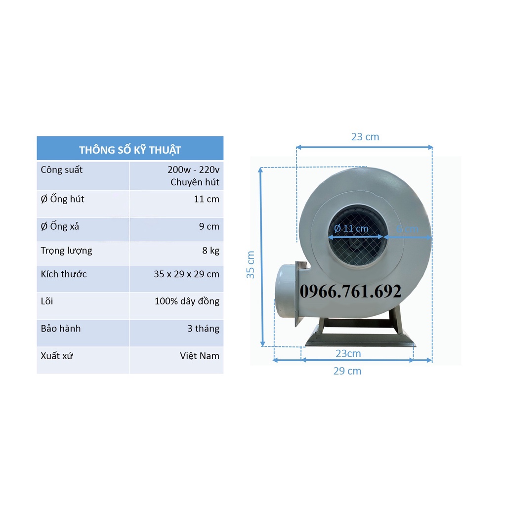 Quạt sên quạt ly tâm công suất 200w dây đồng 100%