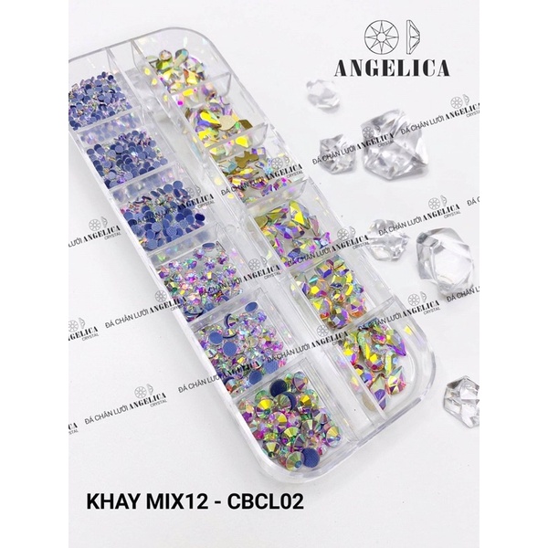 Khay đá khối chân vàng mix đá chân lưới- hàng cao cấp- phụ kiện nail