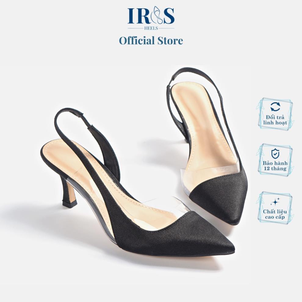 🇺🇾 Giày cao gót Slingback 7 phân IRIS HEELS mũi nhọn đế vuông màu trắng quai chéo tinh tế phong cách công sở CG7711