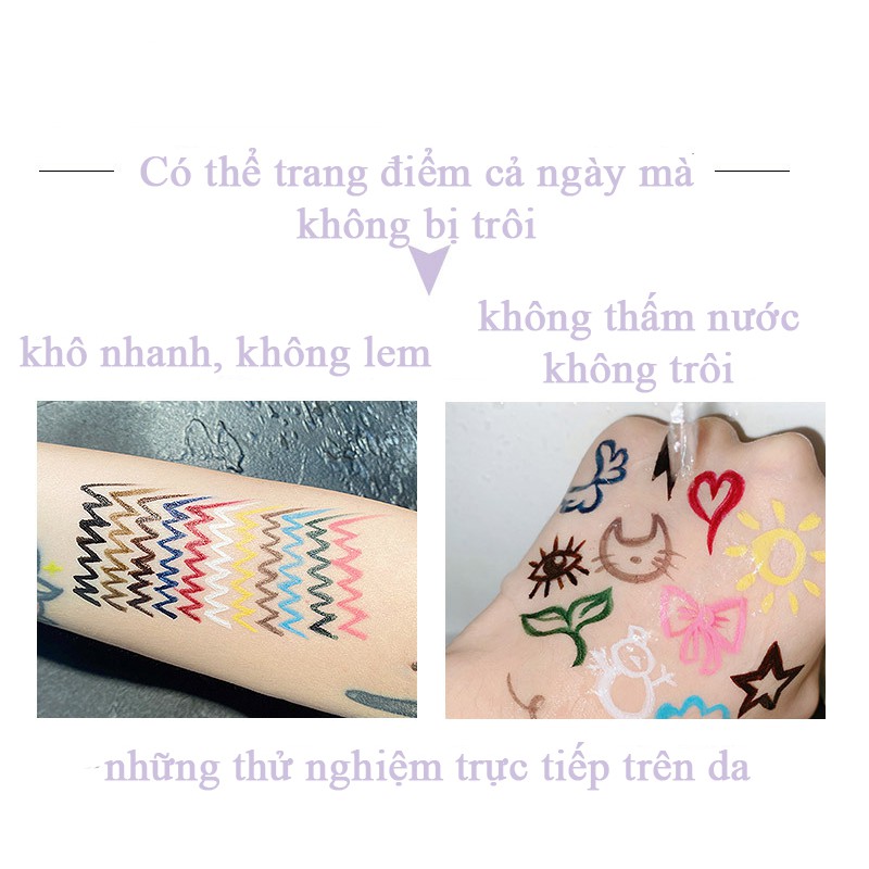 Bút kẻ mắt nước Faicia ❤️FREESHIP❤️ cây kẻ mắt không trôi, bút kẻ lông mày không lem, chì kẻ mắt 12 màu khô nhanh.