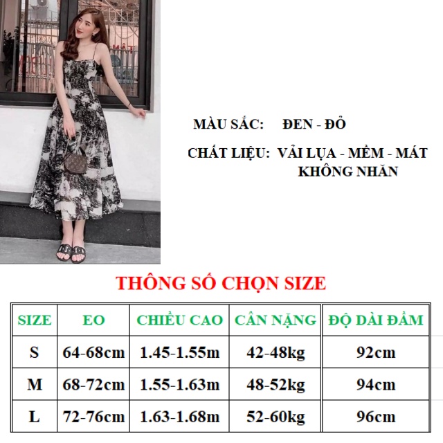Đầm 2 Dây Body Dự Tiệc Dáng Dài, Phong Cách Trẻ Trung, Quyến Rũ, Vải Lụa Mềm Mịn, Thoáng Mát, Không Nhăn, Từ 42-60kg
