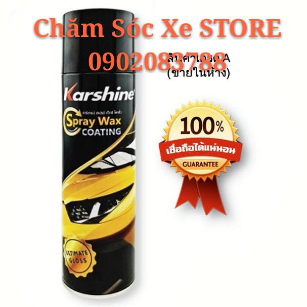 Chai Xịt Xóa Xước Và Đánh Bóng Bảo Vệ Sơn Xe Karshine Spray Wax Coating Tặng mút đánh 500ml Thái Lan chamsocxestore