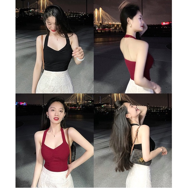 Áo dây ZHELIHANGFEI dệt kim phong cách quyến rũ