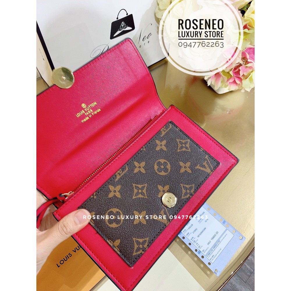 [ẢNH THẬT] Túi LV FLORE CHAIN WALLET MONOGRAM ‼️fullbox , túi vải , card, bill LOUIS VUITTON viền đỏ