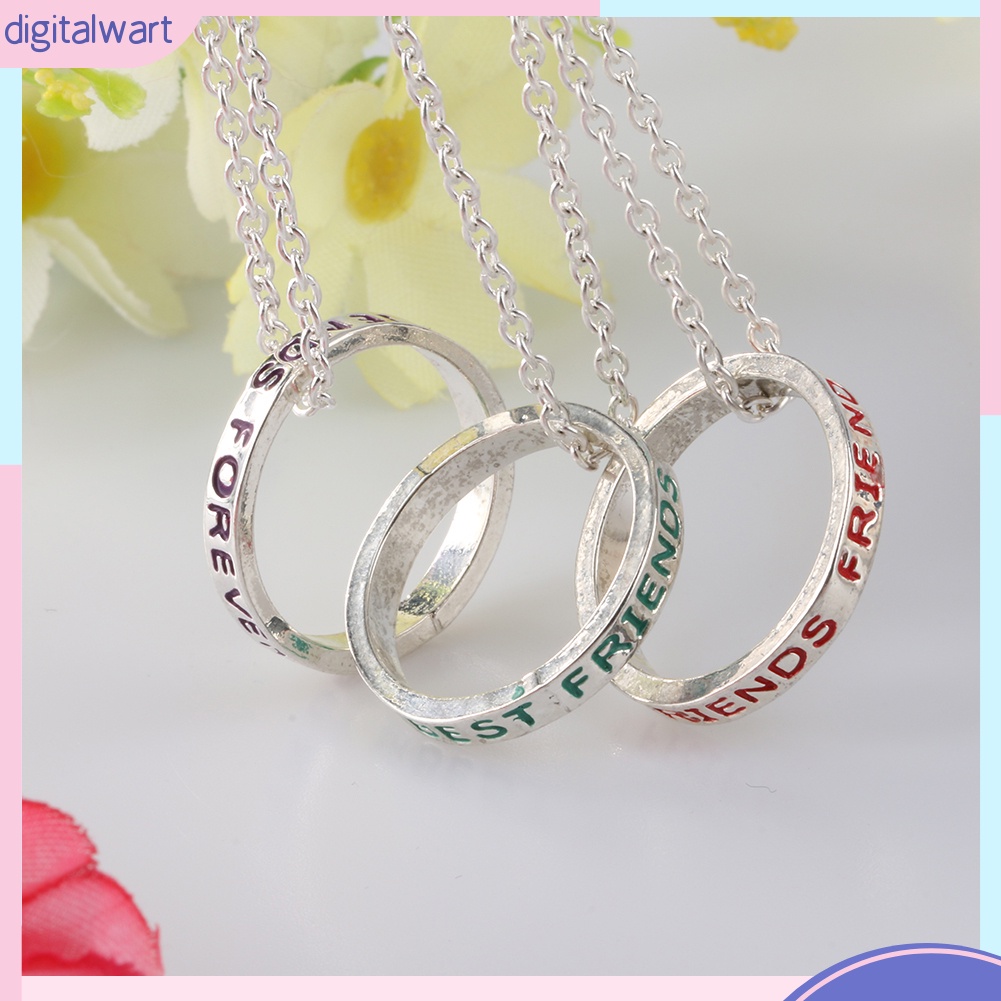Set 3 dây chuyền mặt nhẫn khắc chữ cho làm quà tặng