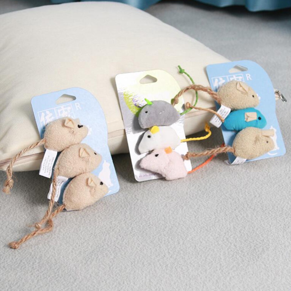 Set 3 Chú Chuột Nhồi Bông Đồ Chơi Dành Cho Mèo