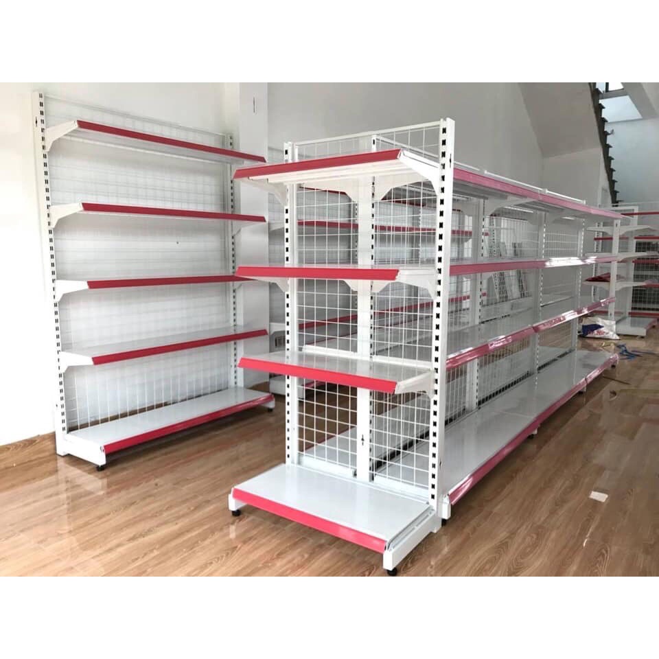 Kệ siêu thị đơn 1 mặt Dài 90 x Cao 150 x 4 tầng dùng trưng bày hàng hoá lắp ghép dễ dàng - Kệ Việt