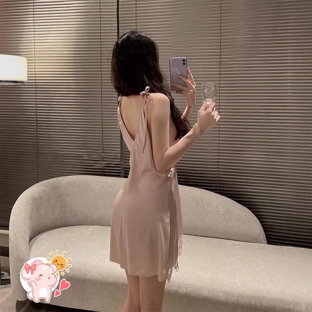 Sẵn sỉ Váy ngủ hai dây lụa satin sexy cao cấp Đầm mặc nhà gợi cảm quyến rũ tôn dáng SP207