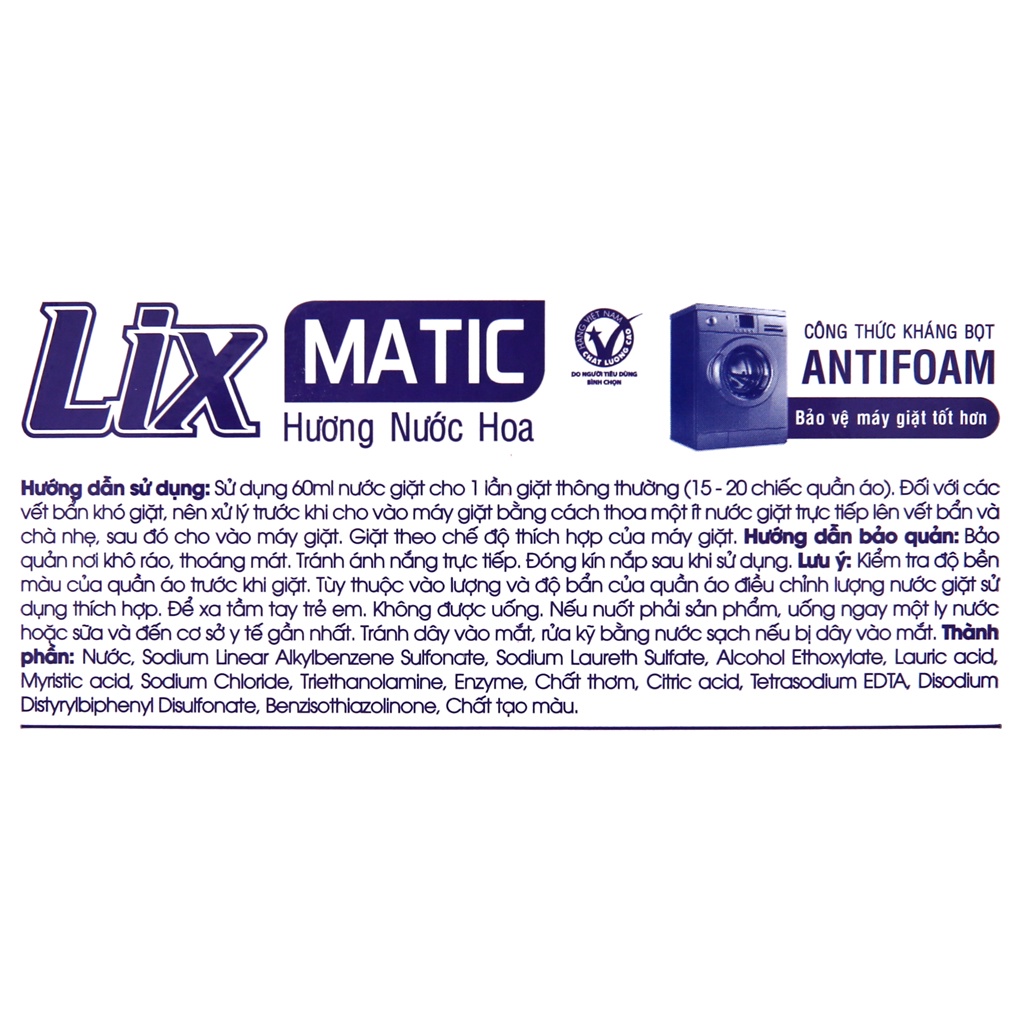 Combo 2 Nước giặt Lix Matic hương nước hoa chai 3.6 lít