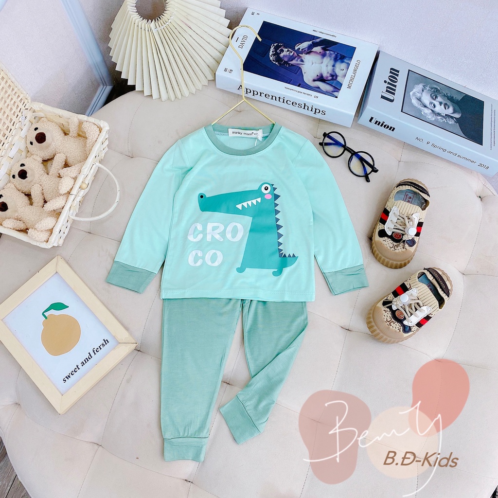 [Bé 7-25kg] Bộ Dài Tay Thun Lạnh Phối Tay Sọc Dệt Mềm Mịn Thoáng Mát Hàng Chuẩn Loại 1 MINKY MOM cho bé trai bé gái