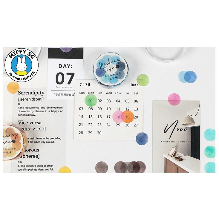 Washi sticker tape DOT COLOR - HƯƠNG VỊ NGỌT NGÀO