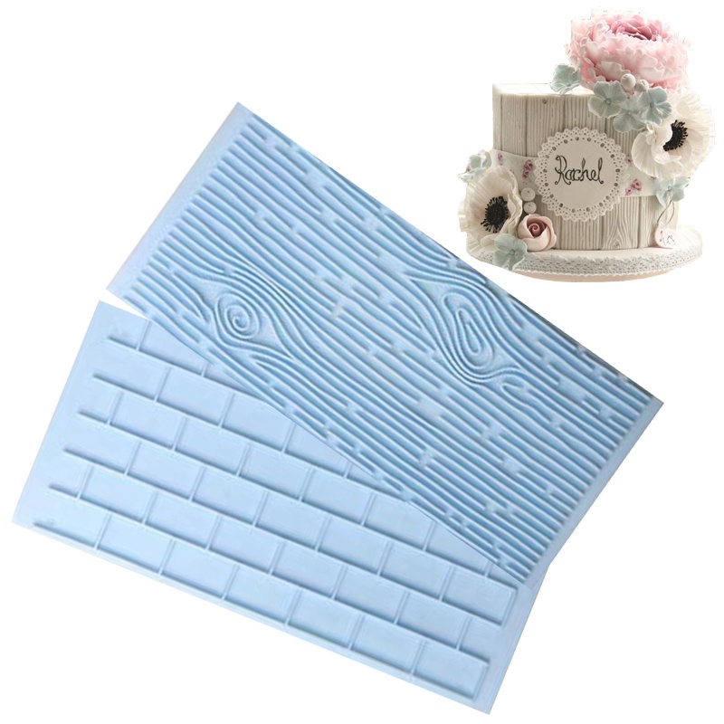 Set 2 Khuôn Làm Bánh Hình Vân Gạch + Vỏ Cây Bằng Cấp Thực Phẩm