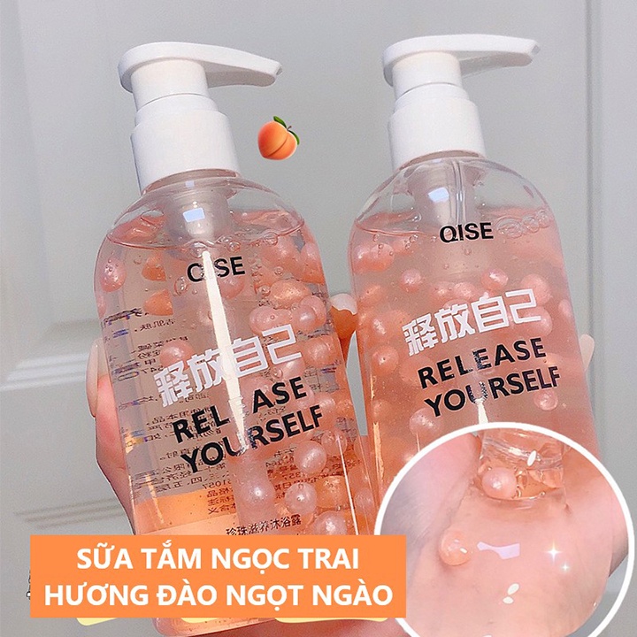 Sữa Tắm Ngọc Trai QISE (QS65) Hương Đào Làm Sạch Dưỡng Ẩm Size 380ml