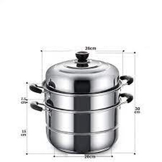 XỬNG HẤP - NỒI HẤP 3 TẦNG INOX SIZE 28cm